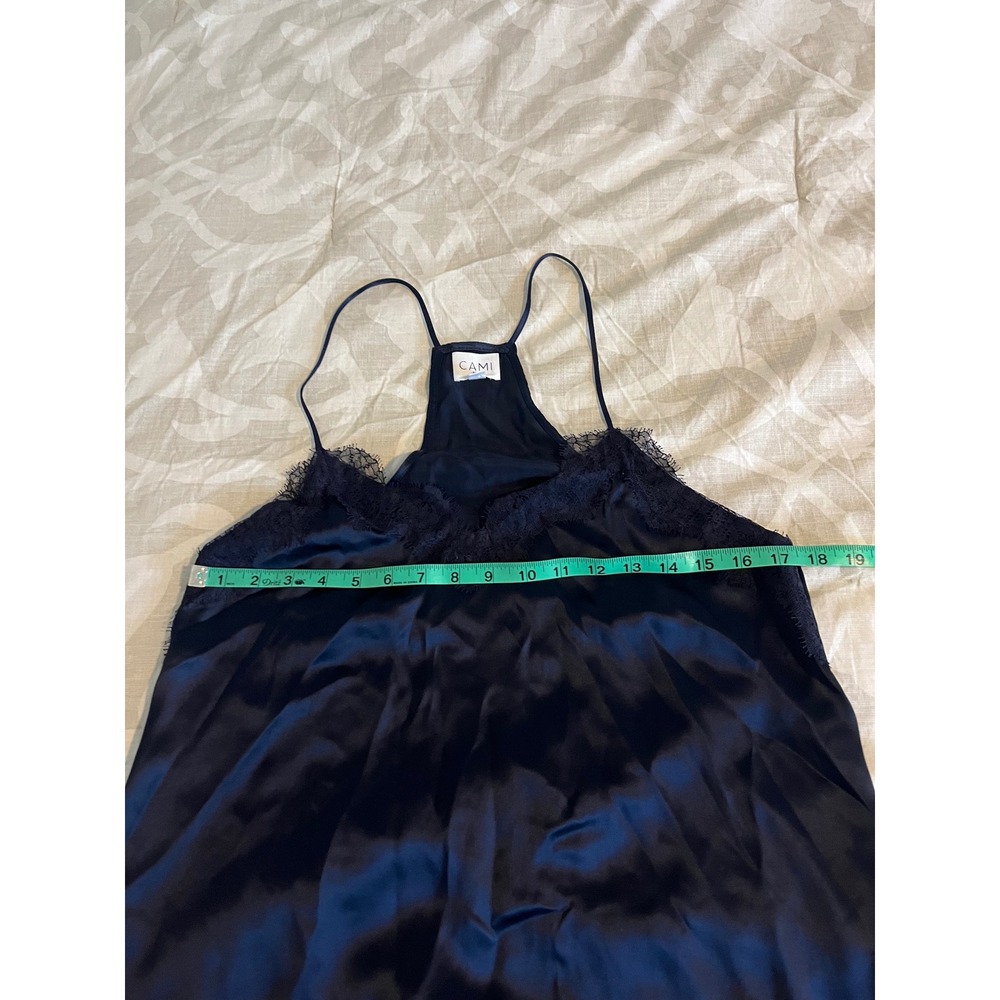 CAMI NYC Navy Blue 100% Silk Lace Trim Racerback Camisole Tank Top Medium - Picture 6 of 10